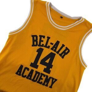 Bel Air Academy Basketball Jersey Fresh Prince 14 Smith Yellow Mesh Men's Size M